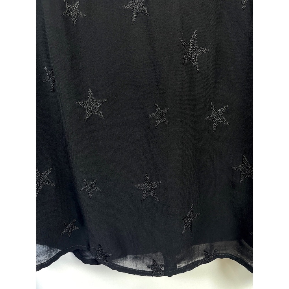 Michael Stars  Embroidered V-Neck Bell Sleeve Top L Black Boho Whimsigoth Witchy - Picture 7 of 12